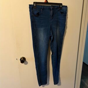 Women's Mid-Rise Dark Blue Stretch Jeans